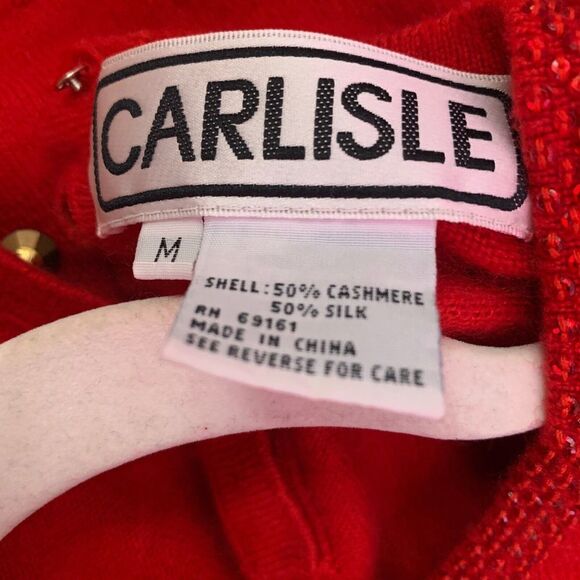 Carlisle Womens Size Medium Red Cashmere Silk Blend Sleeveless Sweater Top - Picture 5 of 6